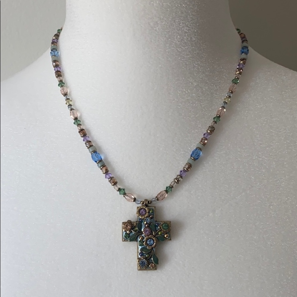 Michal Golan floral cross necklace